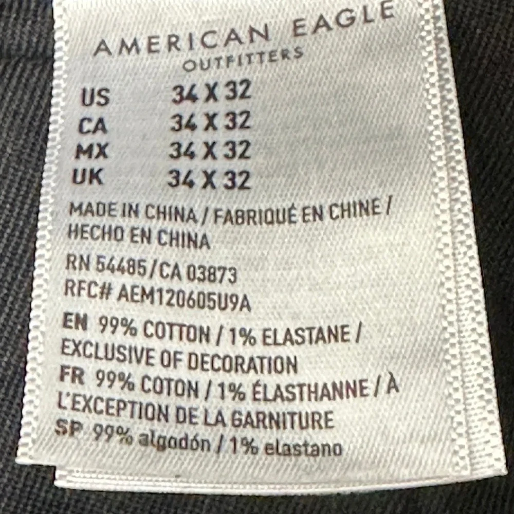 American Eagle Black All-Over Logo Print Jeans Men's 34x32 Slim Fit Denim